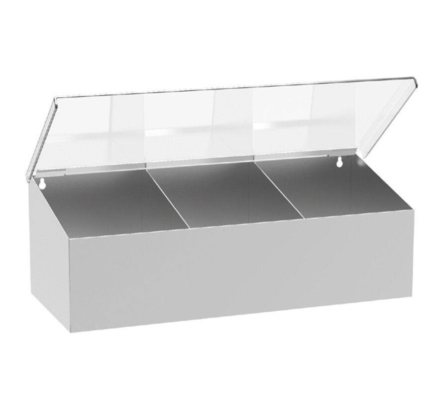 Stainless steel cleanroom dispenser for consumables with 3 compartments
