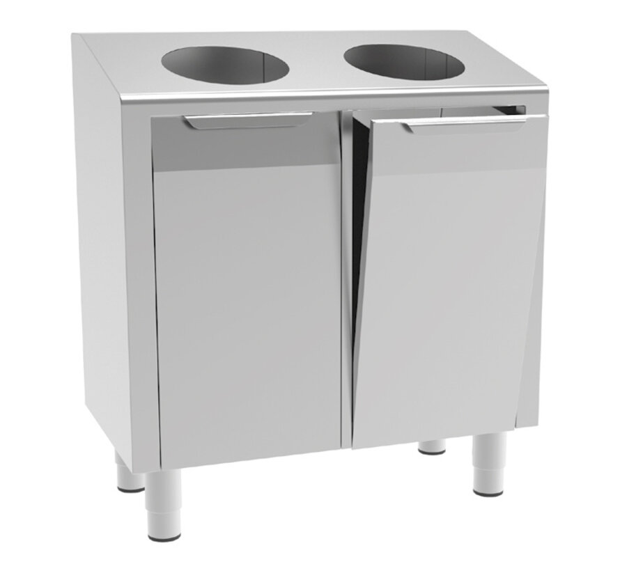 RVS lage cleanroom  was verzamelkast met dubbele kanteldeuren- PREMIUM