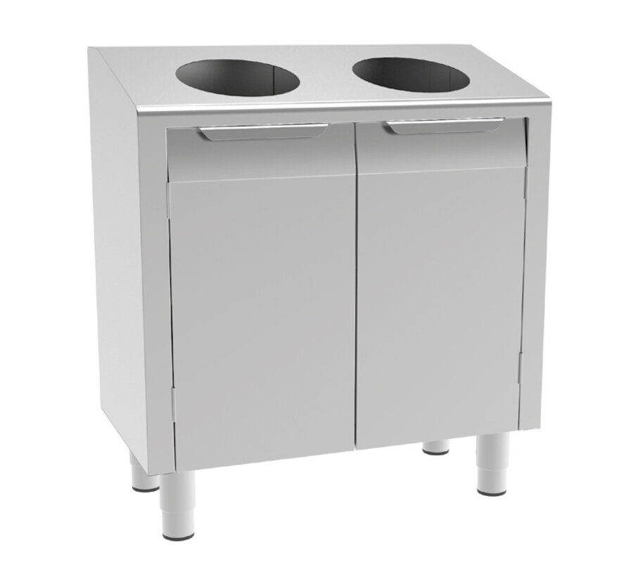 Stainless steel low cleanroom laundry collection cabinet with double tilt doors PREMIUM