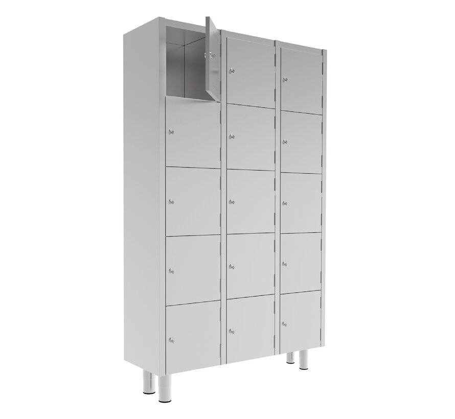 Stainless steel tall cleanroom cabinet with personal lockers PREMIUM