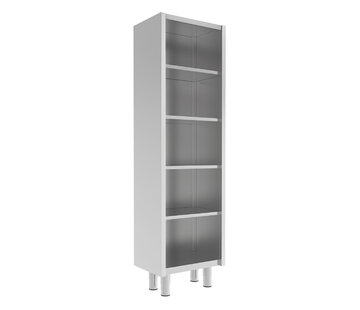 ProCleanroom Stainless steel tall cleanroom cabinet with open compartments PREMIUM