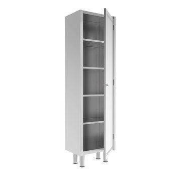 ProCleanroom Stainless steel tall cleanroom cabinet with compartments and hinged door PREMIUM