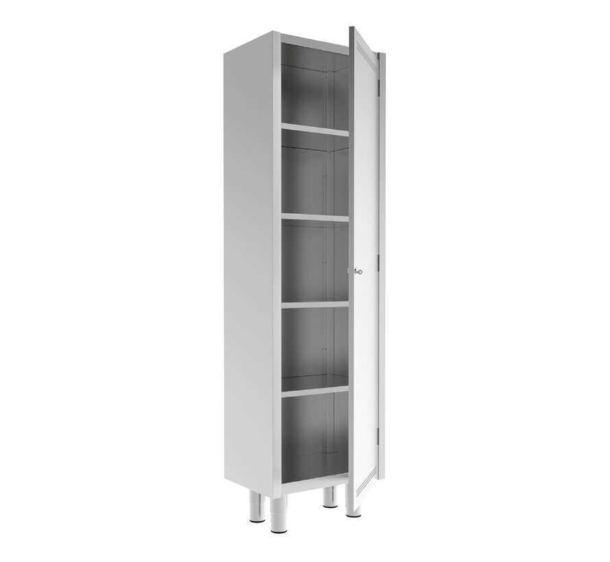 Stainless steel tall cleanroom cabinet with compartments and hinged door PREMIUM