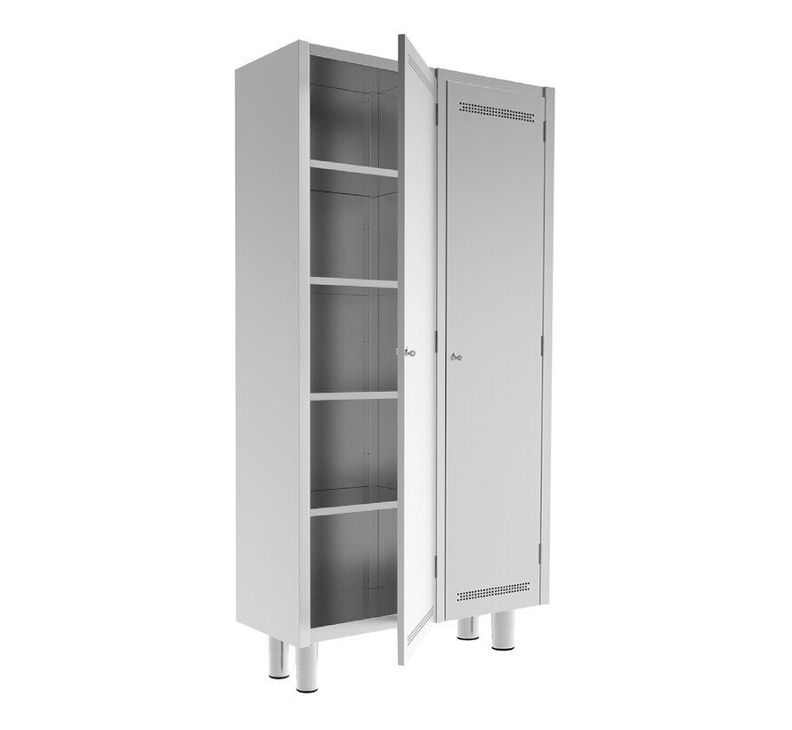 Stainless steel tall cleanroom cabinet with compartments and hinged door PREMIUM