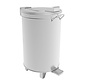 Round stainless steel cleanroom waste bin with foot pedal for lid