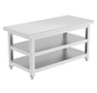 Stainless steel cleanroom gowning bench with two shelves PREMIUM