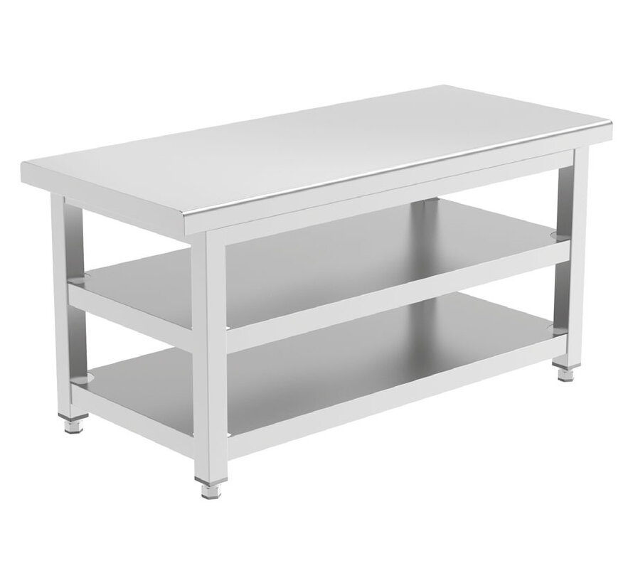 Stainless steel cleanroom gowning bench with two shelves PREMIUM