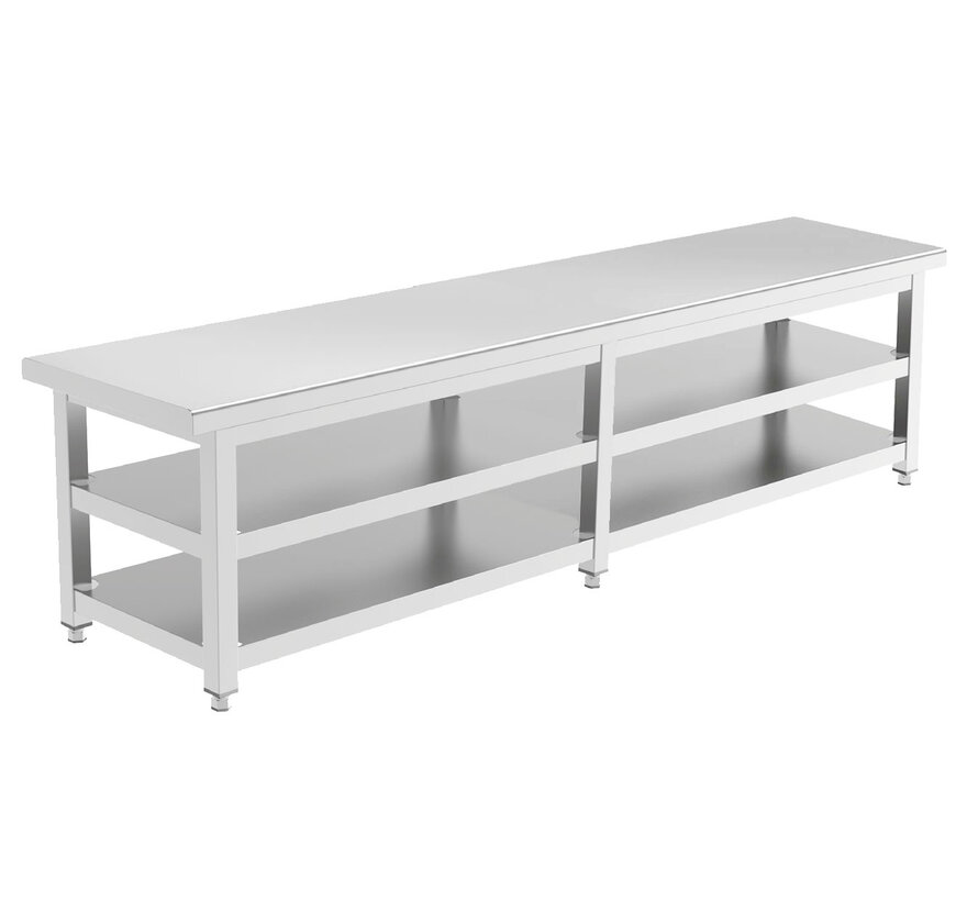 Stainless steel cleanroom gowning bench with two shelves PREMIUM