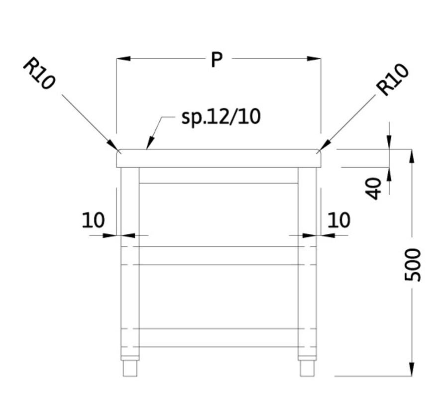 RVS cleanroom overstapbank met twee legborden - PREMIUM