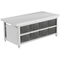 Stainless steel cleanroom gowning bench with 8 to 40 shoe compartments on both sides PREMIUM