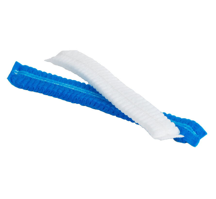 Medicom-Hopen haarnetjes Mop Caps wit/blauw 50 cm (100 stuks)