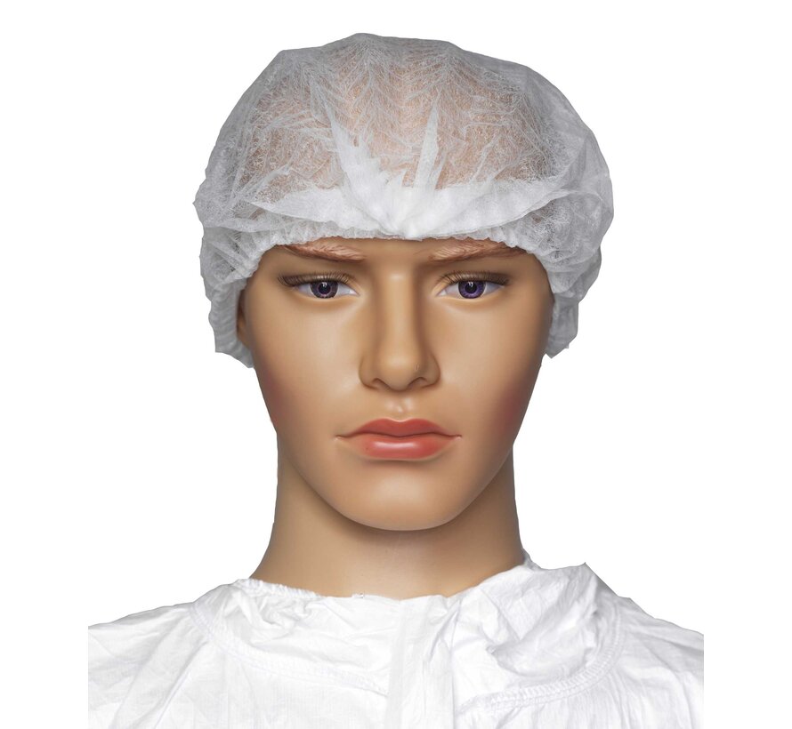 Medicom-Hopen hairnets Bouffant Caps white/blue 61 cm (100 pieces)