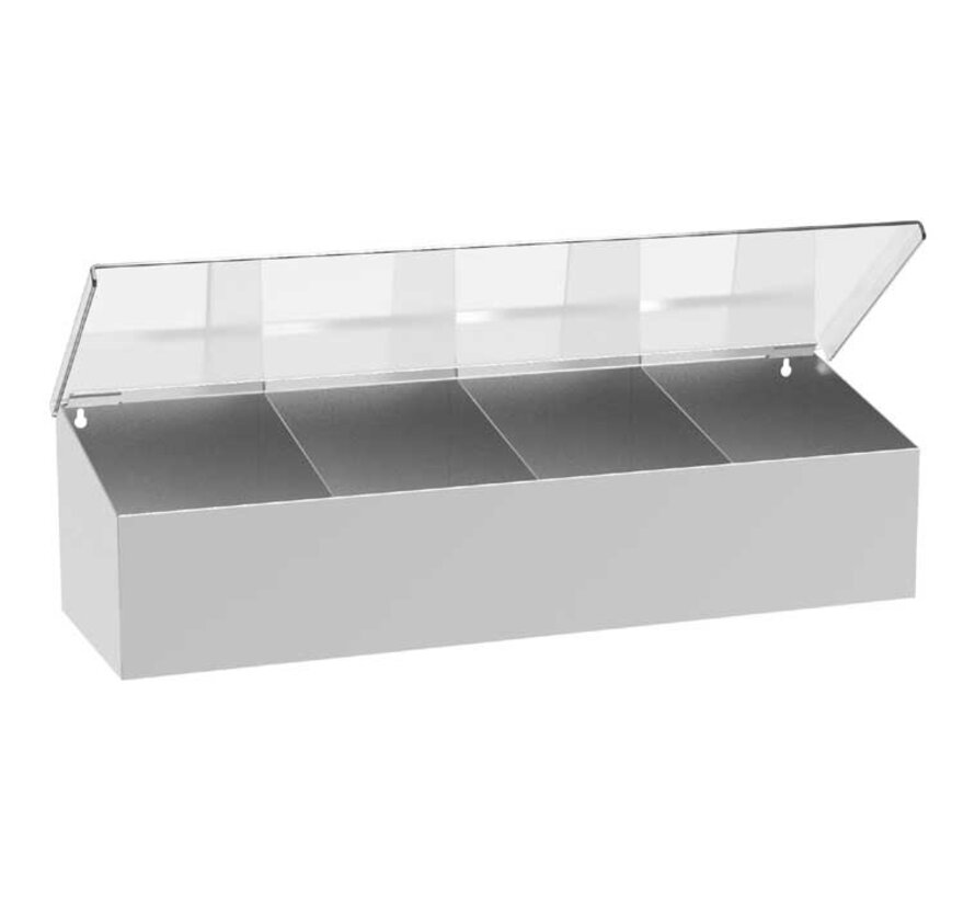 RVS Cleanroom dispenser voor consumables met 4 vakken