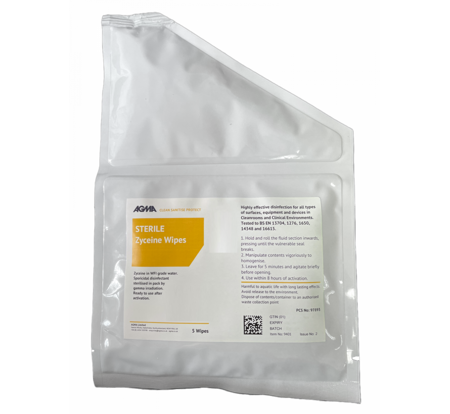 Steriele AGMA Zyceine in WFI geïmpregneerde doeken 68 GSM 28x 38 cm - 10 x 5 stuks