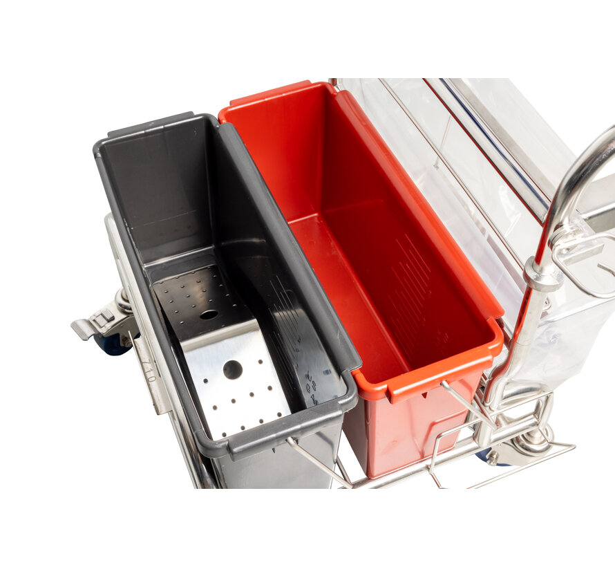 Hands-free mop saturation system two Polypropylene buckets