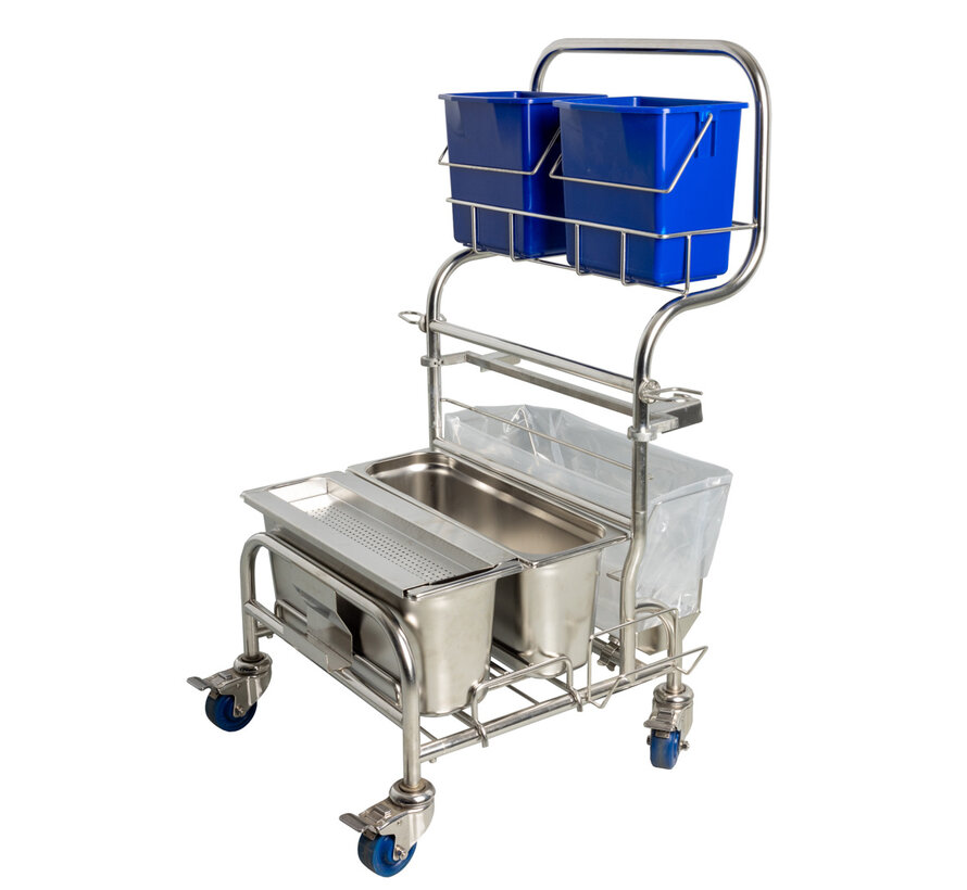 Hands free mop saturatie systeem twee RVS emmers