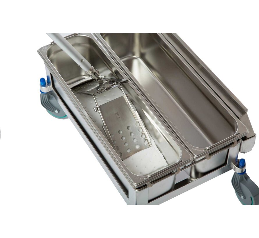 Mop saturation system with 2 x 8L stainless steel buckets