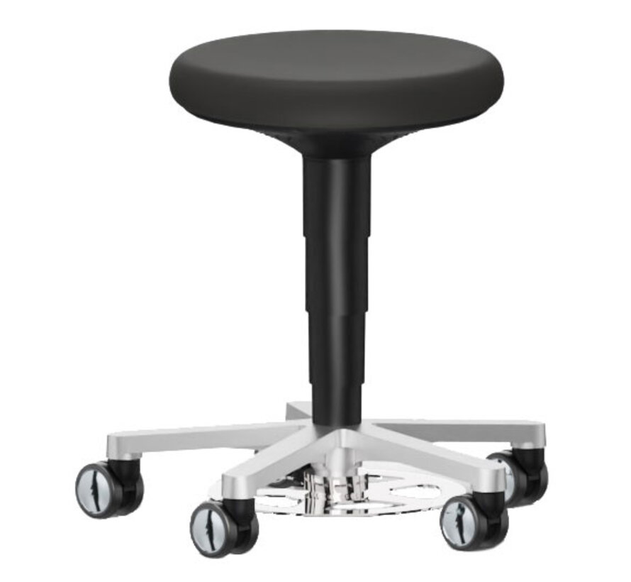Bimos-9F63R- cleanroom ESD zadelkruk met wielen en voetverstelling