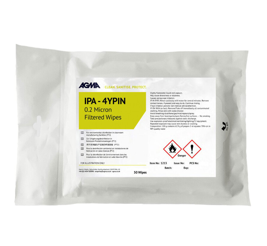 (Sterile) AGMA IPA 70/30 Impregnated 30 GSM wipes