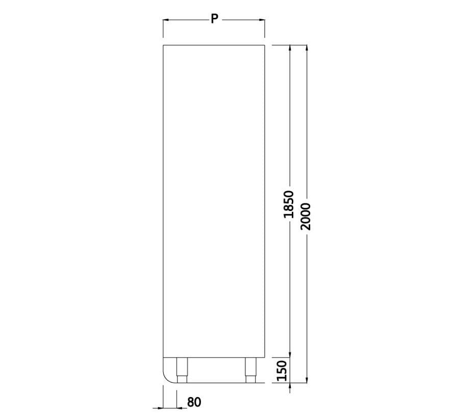 RVS Hoge kast met legborden en hanggedeelte - PREMIUM