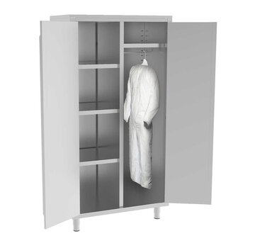 ProCleanroom Tall cupboard with shelves and hanging section PREMIUM
