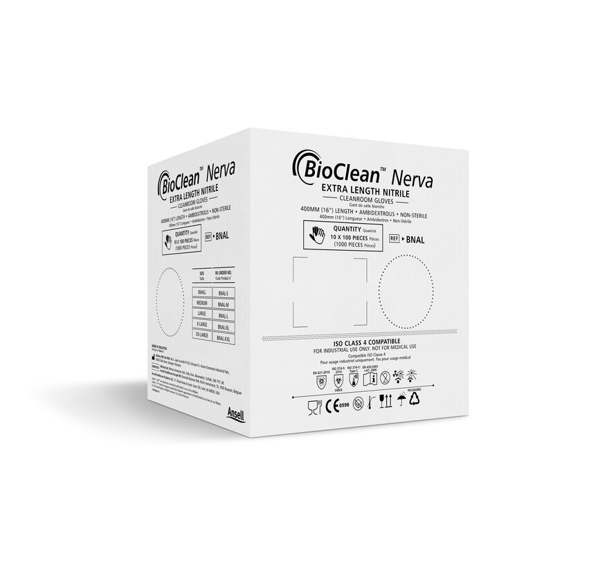 Ansell BioClean Nerva BNAL nitrile cleanroom glove
