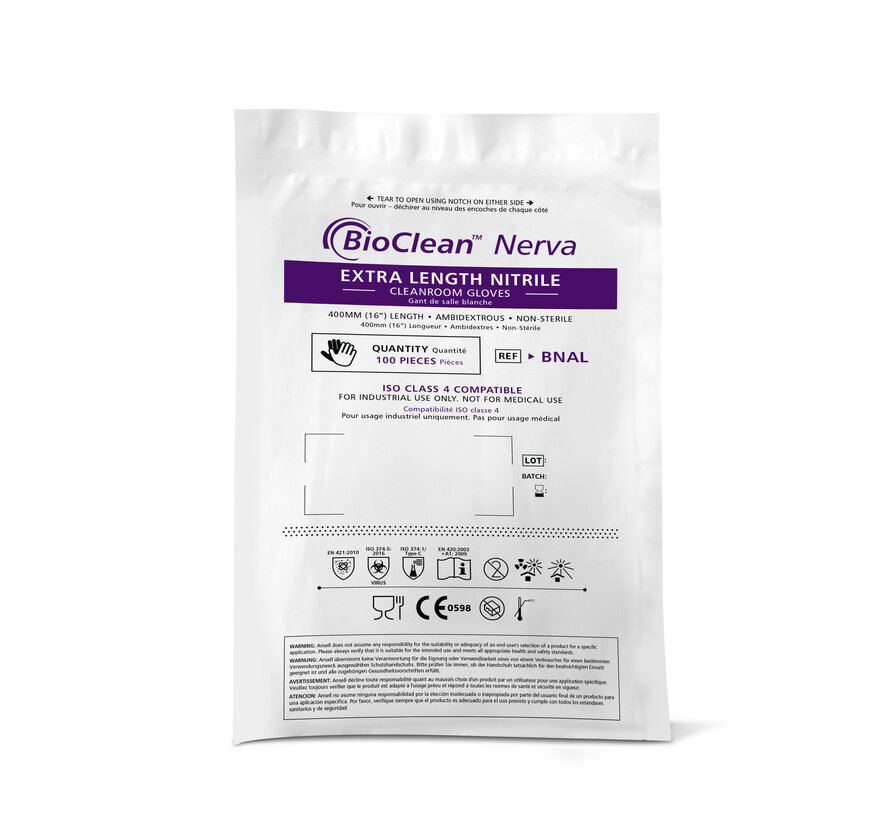 Ansell BioClean Nerva BNAL nitrile cleanroom glove