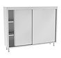 Stainless steel cabinet 140 cm high with sliding doors PREMIUM