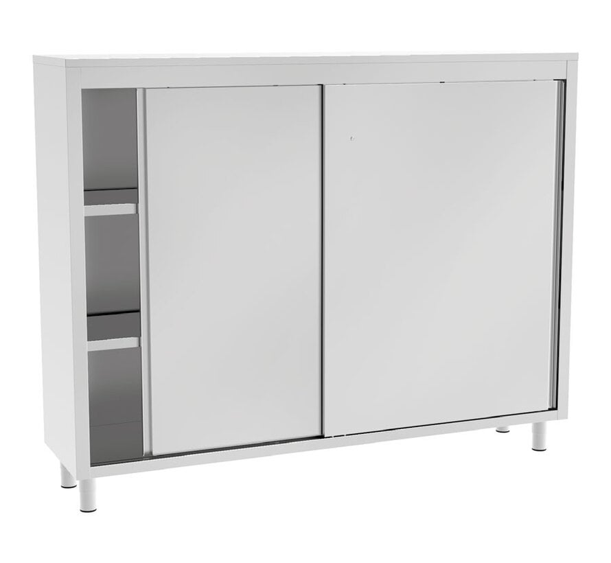 Edelstahl-Schrank 140 cm hoch mit Schiebetüren PREMIUM