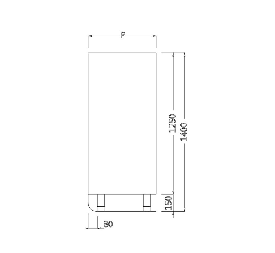 Stainless steel cabinet 140 cm high with sliding doors PREMIUM