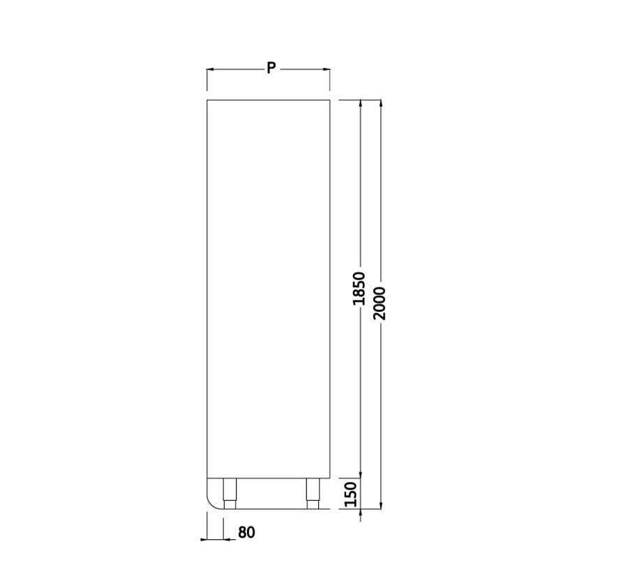 RVS kast 200 cm hoog met schuifdeuren  - PREMIUM