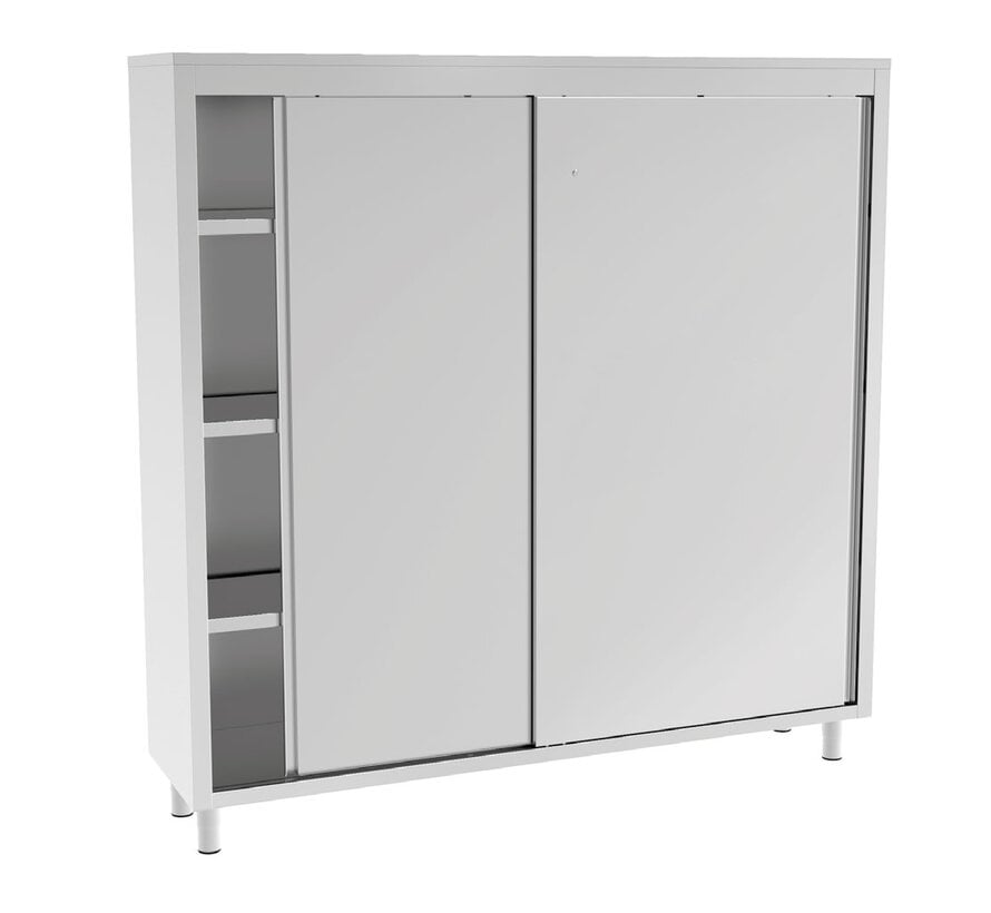 Edelstahl-Schrank 200 cm hoch mit Schiebetüren PREMIUM