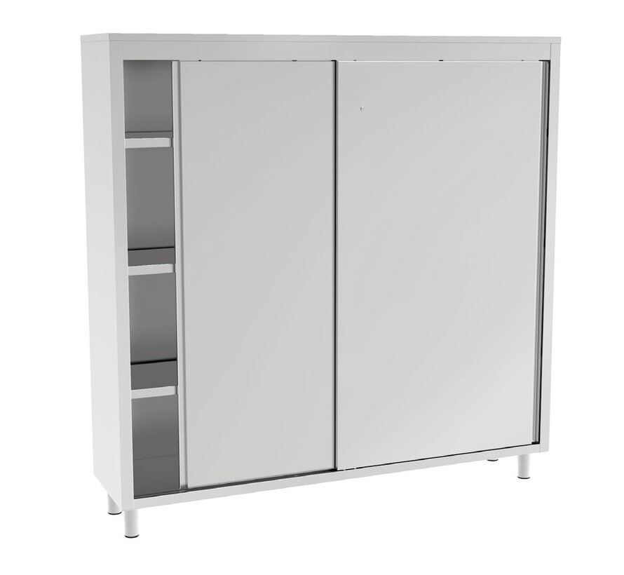 Stainless steel cabinet 200 cm high with sliding doors PREMIUM