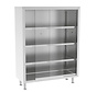 RVS kast met glazen schuifdeuren 140 cm hoog - PREMIUM