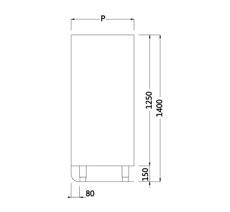 RVS kast 140 cm hoog met glazen schuifdeuren - PREMIUM