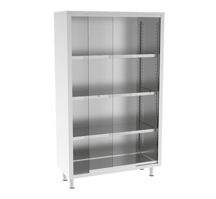 RVS kast met glazen schuifdeuren 200 cm hoog  - PREMIUM