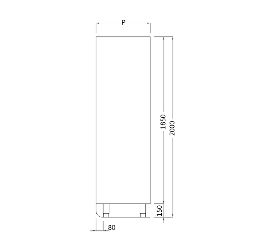 RVS kast 200 cm hoog met glazen schuifdeuren  - PREMIUM