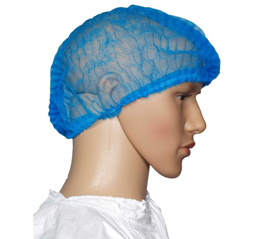 Medicom-Hopen hairnets Bouffant Caps white/blue 61 cm (100 pieces)