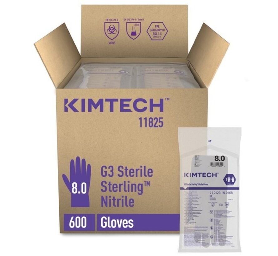 Sterile Kimtech Sterling (Kimberly-Clark) G3 cleanroom gloves 305mm Nitrile grey 300 pairs