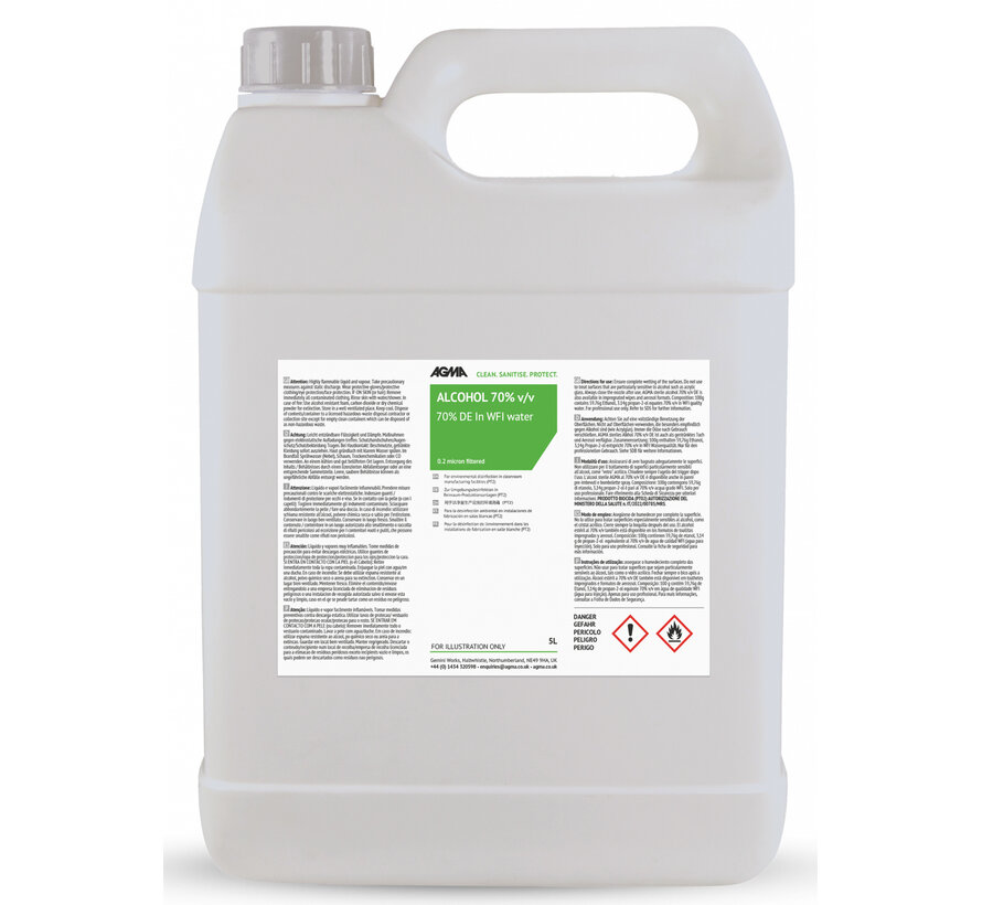 AGMA Denatured Ethanol 70% in WFI – 5L Canister – 4 units