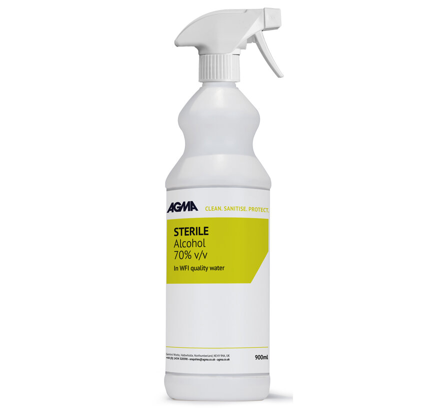 AGMA Sterile IPA 70% in WFI 900mL Trigger Spray – 6 units