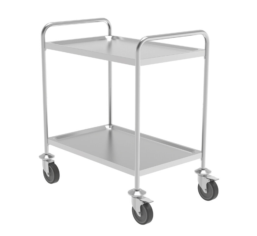 Stainless steel cleanroom service trolley with 2 shelves- PREMIUM