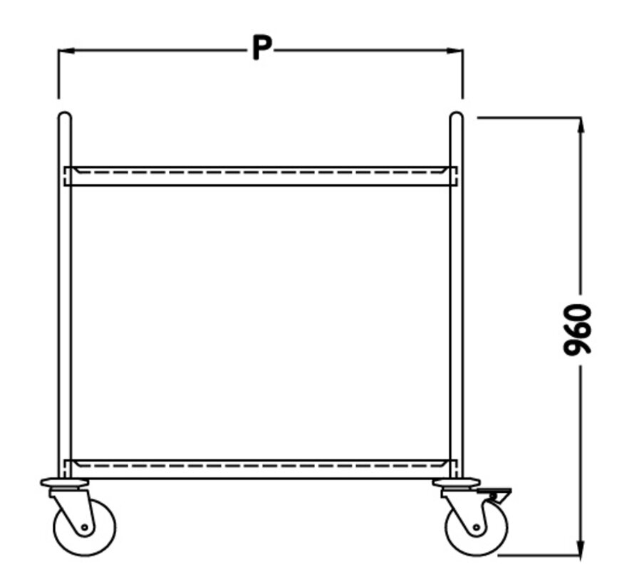 RVS cleanroom servicetrolley met 2 legborden  - PREMIUM