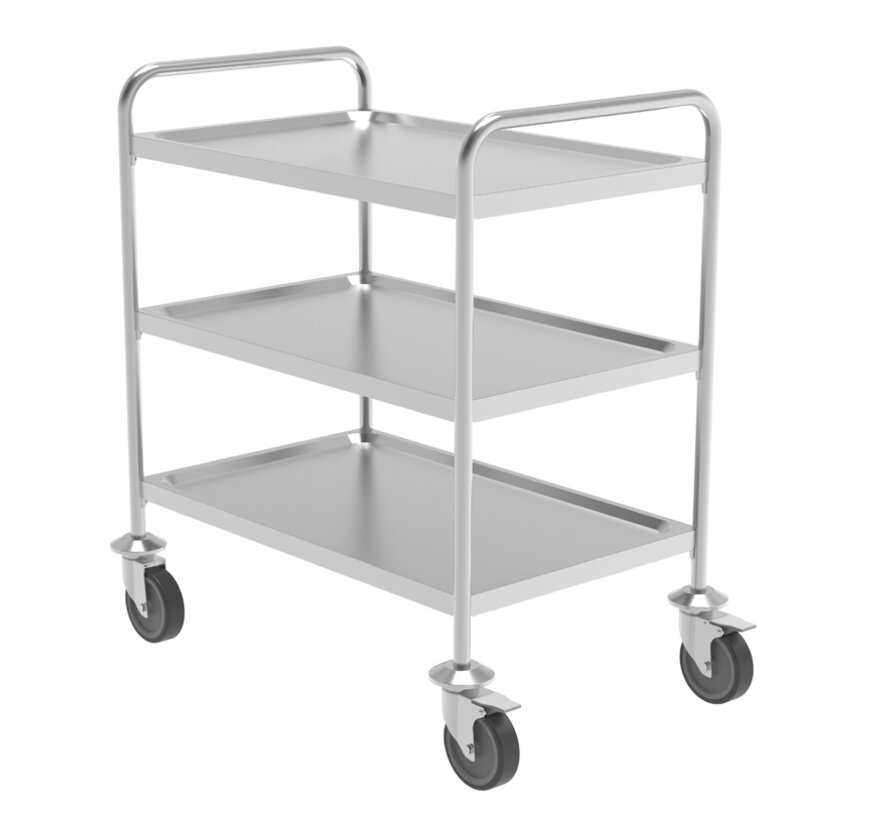 RVS cleanroom servicetrolley met 3 legborden  - PREMIUM
