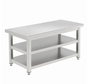 Stainless steel cleanroom gowning bench with two shelves PREMIUM