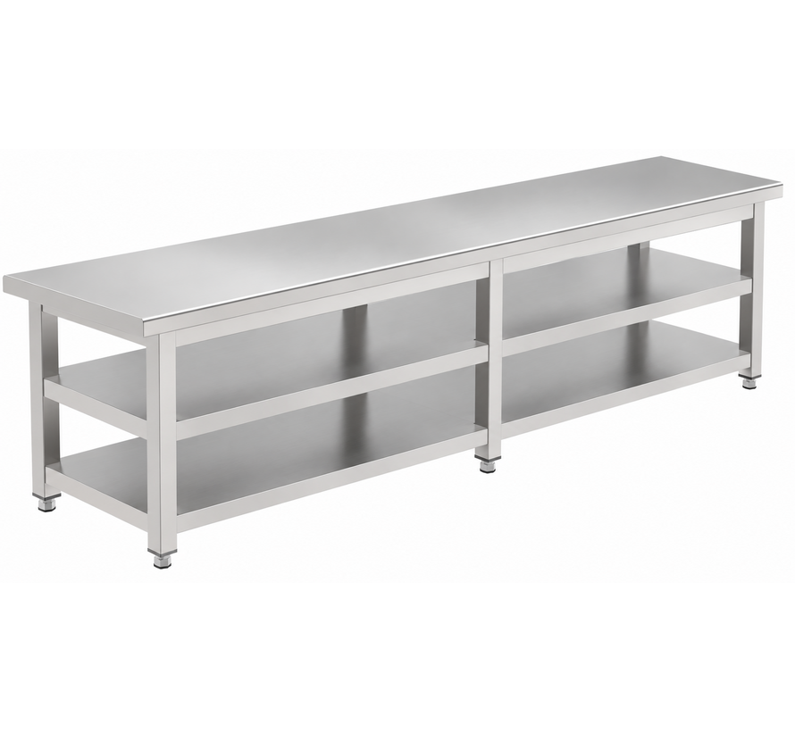 Stainless steel cleanroom gowning bench with two shelves PREMIUM