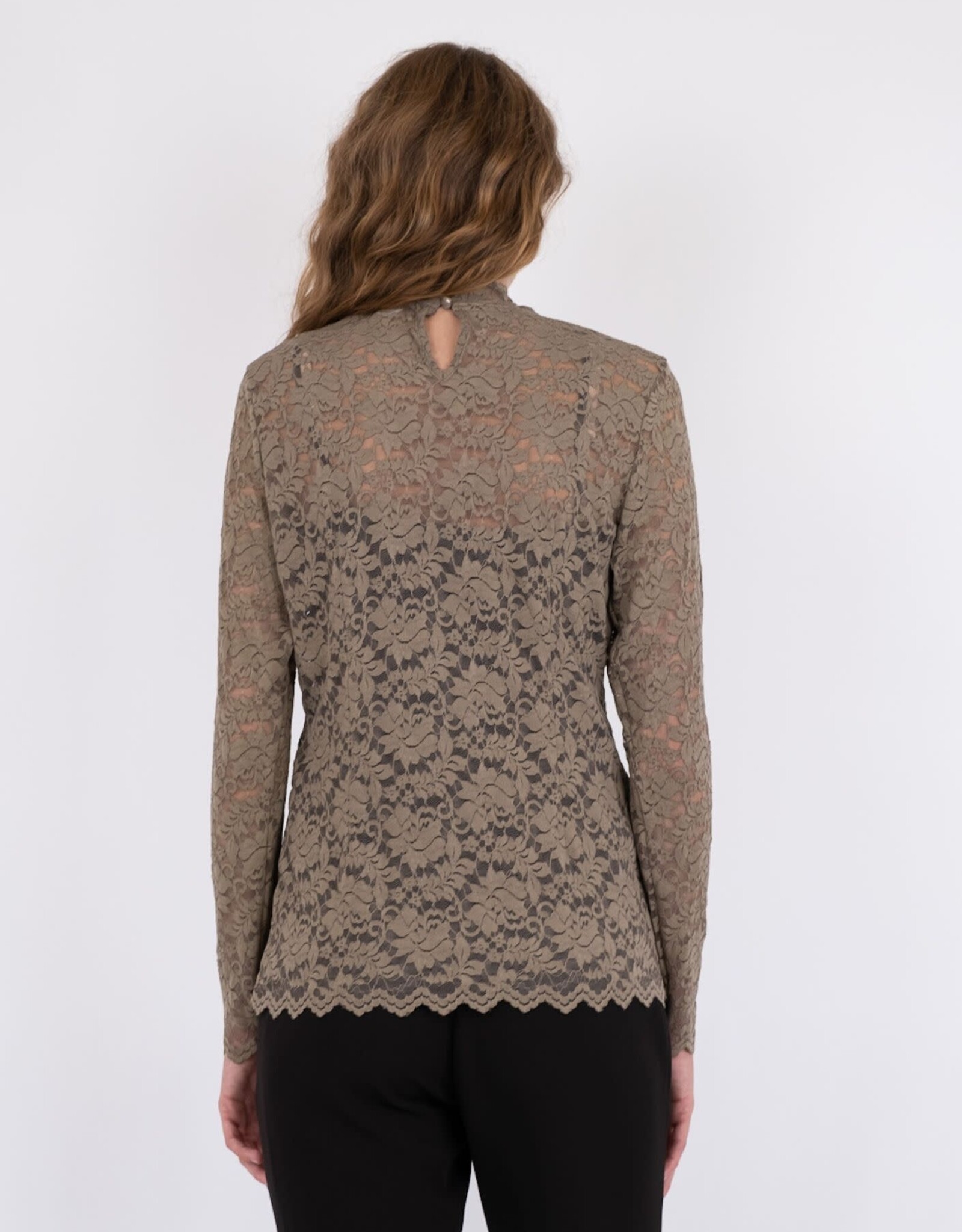 Blouse Laceflower 'Liza' - Dark Taupe - Neo Noir