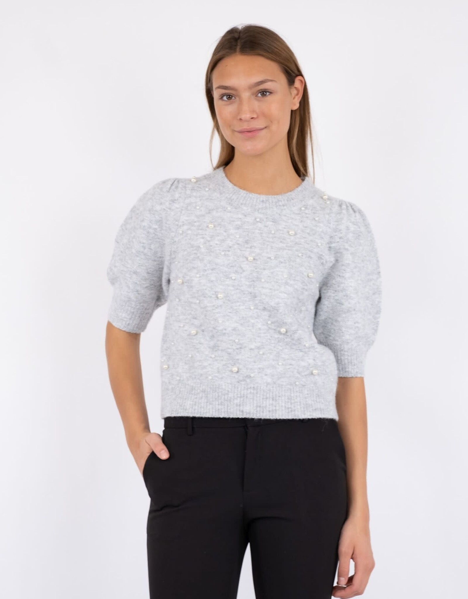 Pull Korte Mouw Pearl 'Maia' - Light Grey - Neo Noir