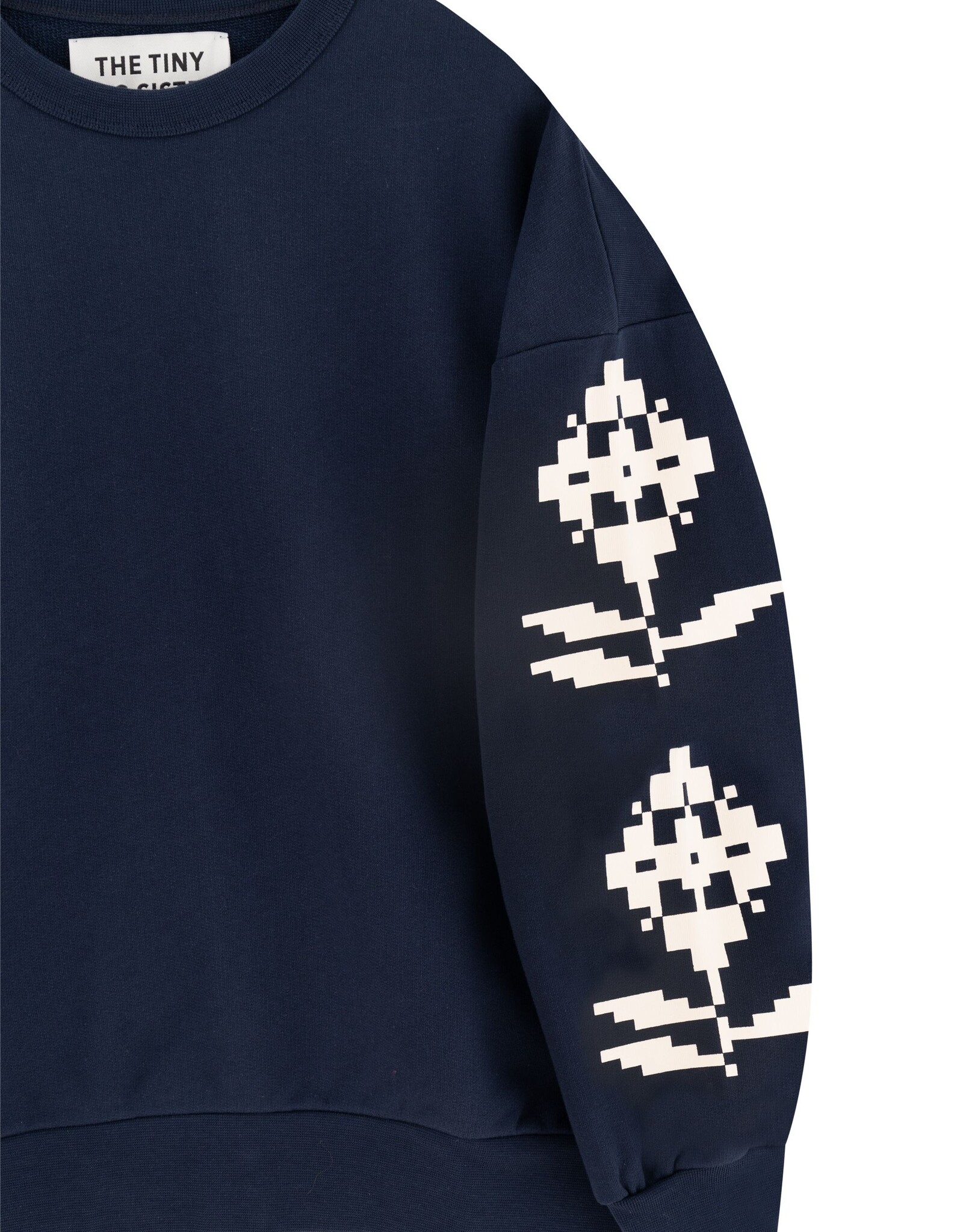 The Tiny Big Sister Sweater 'Geometric Flowers' - Navy - The Tiny Big Sister