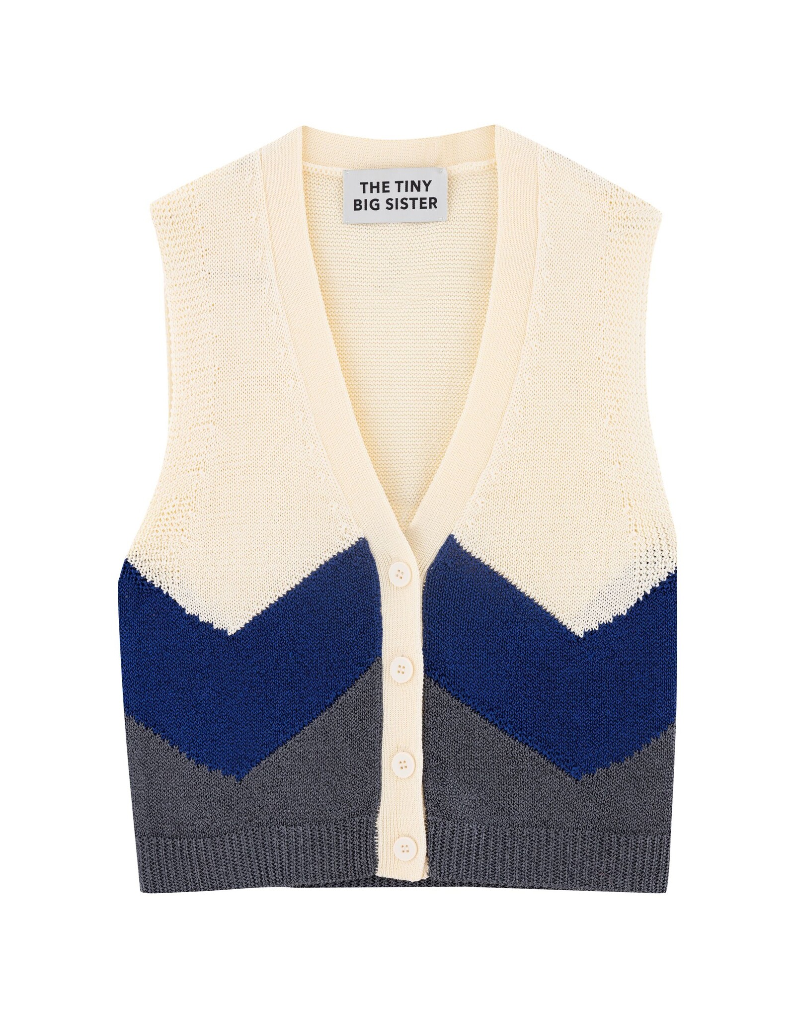 The Tiny Big Sister Cardigan 'Patric Color Blocked' - Off White/Ultramarine  - The Tiny Big Sister